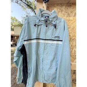 Vintage Chaps Windbreaker Jacket with Hood and Striped Design Size Xl